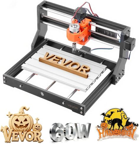 VEVOR 3018 CNC Router Machine, 60W Spindle, 3-Axis Wood Engraving Milling Machine, with 300 x 180 x 40 mm Working Area, Aluminum Alloy Construction, Rotary Knob, for Wood Acrylic Carving Cutting in Kuwait