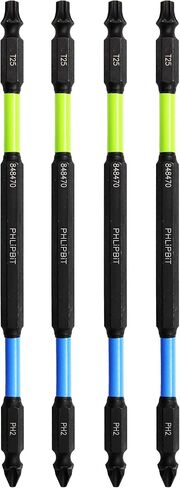 ORiGiNAL - T25+PH2 IMPACT BIT, 6 INCH, 4pk. Double End+Double Duty, USA-6T25PH2X4 (Lime Green/Blue Drives #25 Torx/Star/GRK + #8/10 Phillips Screw) "ULT" MULTi Compatible. in Kuwait