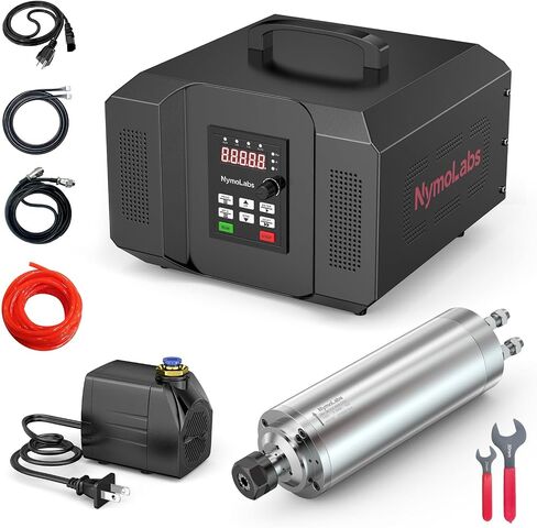 110V 2.2KW Water Cooled CNC Spindle Motor Kit with Pre-Wired VFD Control Box, Φ80mm ER20 Collet, 24000RPM 400Hz, 4 Bearings, Plug-and-Play Milling Spindle for CNC Router Machine in Kuwait