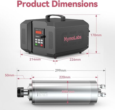 110V 2.2KW Water Cooled CNC Spindle Motor Kit with Pre-Wired VFD Control Box, Φ80mm ER20 Collet, 24000RPM 400Hz, 4 Bearings, Plug-and-Play Milling Spindle for CNC Router Machine in Kuwait