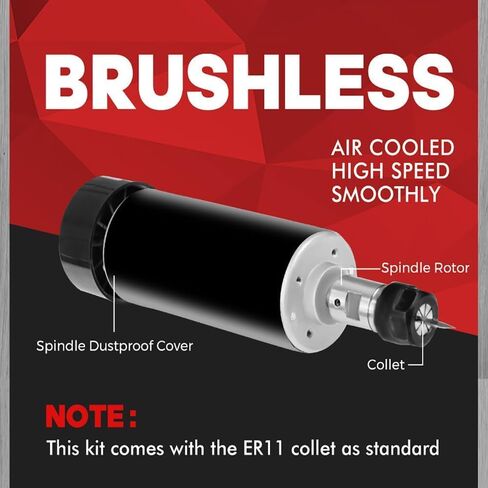 500W CNC Spindle Motor Kit, 48VDC, 12000RPM, 0.01-0.03mm Runout, Air Cooled, Wide Voltage 110-220V, with Control Box & Bracket, Compatible with TTC3018 Pro/CNC400, for Wood Acrylic PCB Carving in Kuwait