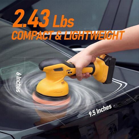 6 In Cordless Car Buffer Polisher Fit for Dewalt 20V Battery(NO Battery) | Brushless Dual-Action Polisher, 6 Variable Speed 4500RPM for Car Detailing in Kuwait