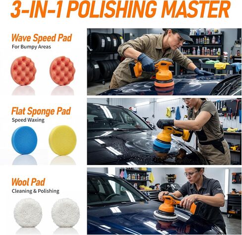 6 In Cordless Car Buffer Polisher Fit for Dewalt 20V Battery(NO Battery) | Brushless Dual-Action Polisher, 6 Variable Speed 4500RPM for Car Detailing in Kuwait