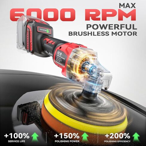 Ecarke 7-Inch Cordless Car Buffer Polisher Kit Compatible with Milwaukee 18V Battery(Tool Only), Brushless Car Polisher with 7 Variable Speed 6000RPM, 16PCS Polishing Accessoriesor for Car Detailing in Kuwait