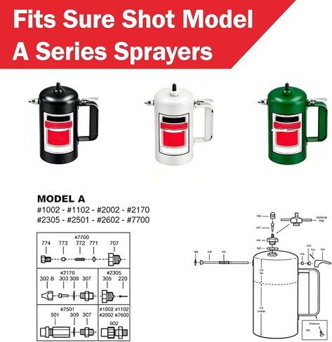 K10 Complete Repair Kit for Sure Shot Model A Sprayers Replacement | Complete parts with seals & gaskets, fits Sure Shot Model A, compatible with 1000, 1100, 2000, 2600, 6000, 6200 series. in Kuwait