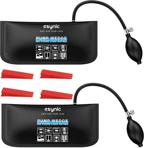 eSynic 2 Pack Air Wedge Bag Kit – 440lbs Heavy-Duty Air Door Lifting Tool with Quick-Release Valve & 4 Plastic Wedges-2.4" Lift Height Durable Wedge Bag– Perfect for Door/Window Furniture Installation in Kuwait