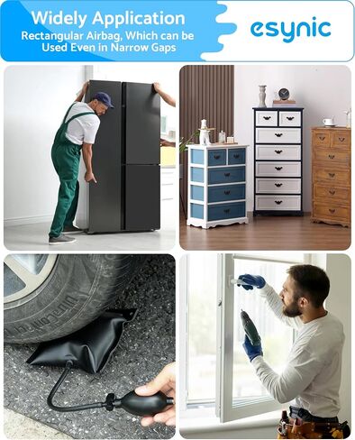 eSynic 2 Pack Air Wedge Bag Kit – 440lbs Heavy-Duty Air Door Lifting Tool with Quick-Release Valve & 4 Plastic Wedges-2.4" Lift Height Durable Wedge Bag– Perfect for Door/Window Furniture Installation in Kuwait