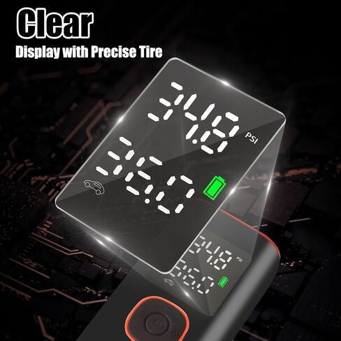 Tire Inflator Portable Air Compressor with 6000mAh Battery & 160PSI | Cordless Electric Pump for Car, Motorcycle, Bike, Ball | 3-Mode Flashlight | LED Display in Kuwait