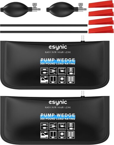 eSynic 2 Pack Air Wedge Bag Kit – 440lbs Heavy-Duty Air Door Lifting Tool with Quick-Release Valve & 4 Plastic Wedges-2.4" Lift Height Durable Wedge Bag– Perfect for Door/Window Furniture Installation in Kuwait