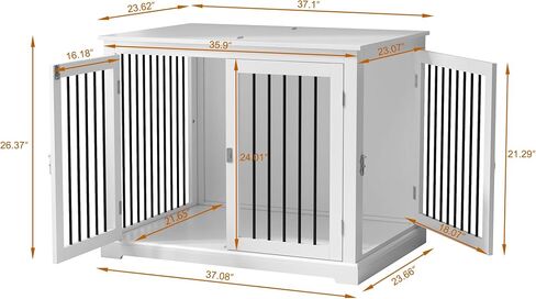 Large Dog Crate Furniture, Wooden Dog Kennel with Cushion, Dog Crate End Table Large, Indoor Dog Kennel, Modern Decorative Dog Crates with Flip Top, Chew-Proof Metal Bars, Black in Saudi Arabia