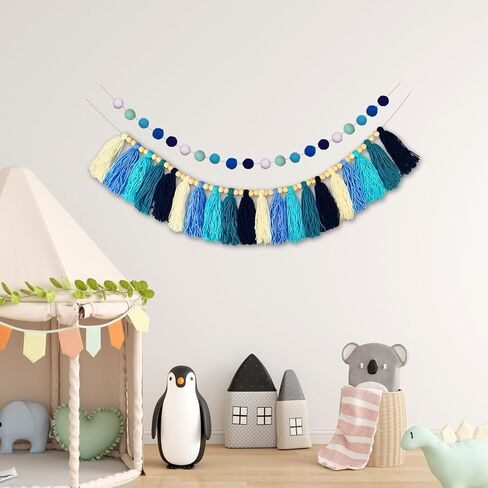 Boho Tassel Garland Wall Hanging Decor, Boho Tassels Pom-pom Garland Banner for Nursery, Bedroom, Playroom, Baby Shower, Birthday Party, Boho Classroom Decor, Boho Nursery Decor (Brown) in Saudi Arabia