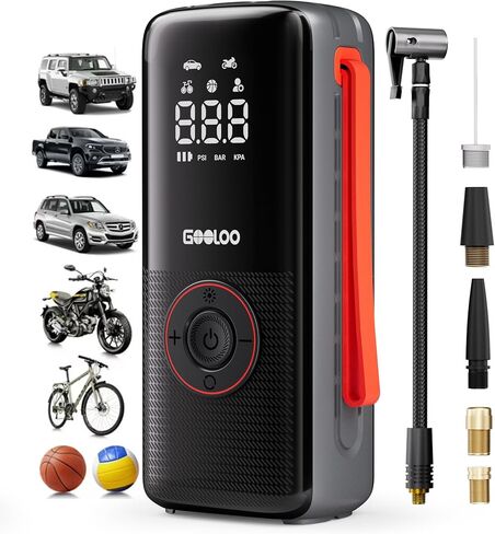 GOOLOO A6 Lite 160PSI Tire Inflator Portable Air Compressor, 7500mAh Portable Tire Inflator for Car Portable Air Pump with Tire Gauge Pressure & LED Light Air Pump for Car in Kuwait