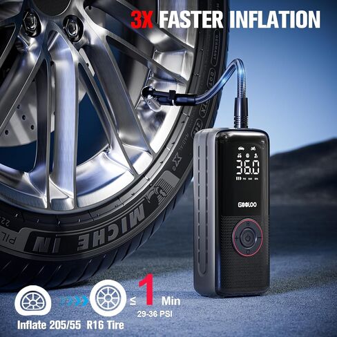 GOOLOO A6 Lite 160PSI Tire Inflator Portable Air Compressor, 7500mAh Portable Tire Inflator for Car Portable Air Pump with Tire Gauge Pressure & LED Light Air Pump for Car in Kuwait