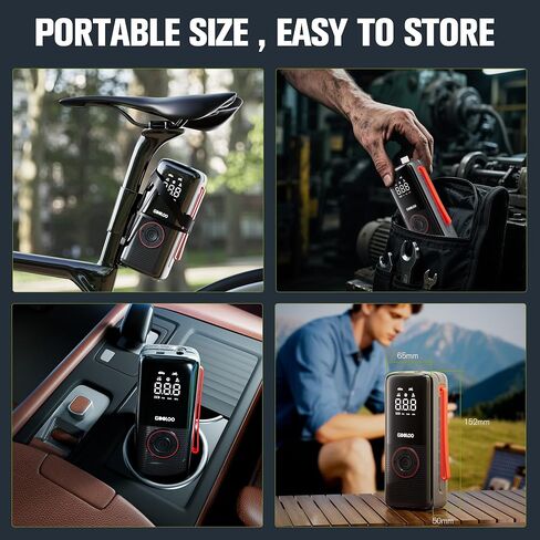 GOOLOO A6 Lite 160PSI Tire Inflator Portable Air Compressor, 7500mAh Portable Tire Inflator for Car Portable Air Pump with Tire Gauge Pressure & LED Light Air Pump for Car in Kuwait