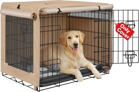 Dog Crate Cover - Kennel Covers Fit for 24 Inch Dogs Crate, Double Door Polyester for Wire Puppy Cage Indoor Outdoor Protection, Grey in Saudi Arabia