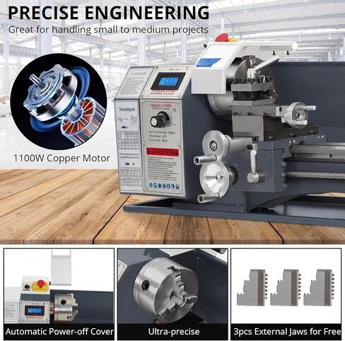 Garvee Mini Metal Lathe 9x30 Inch – 1100w Powerful Motor, 0-3000 RPM Variable Speed, Precision Benchtop Lathe with 3-Jaw Chuck, Metal Gears & Accessory Tool Kit in Kuwait