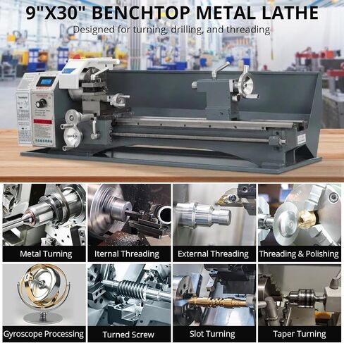 Garvee Mini Metal Lathe 9x30 Inch – 1100w Powerful Motor, 0-3000 RPM Variable Speed, Precision Benchtop Lathe with 3-Jaw Chuck, Metal Gears & Accessory Tool Kit in Kuwait