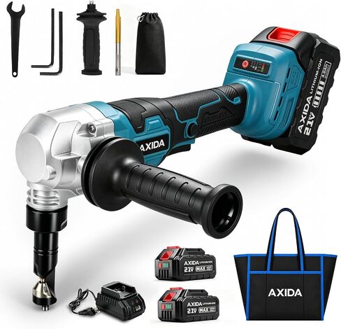 Cordless Metal Nibbler 18 Gauge Electric Nibble 30000RPM Brushless Metal Cutter with 2x4.0Ah Battery,3 Speeds Adjustable,Assist Handle, 2 Blades for Stainless Steel, Aluminum in Kuwait