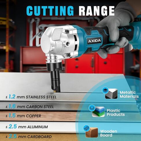 Cordless Metal Nibbler 18 Gauge Electric Nibble 30000RPM Brushless Metal Cutter with 2x4.0Ah Battery,3 Speeds Adjustable,Assist Handle, 2 Blades for Stainless Steel, Aluminum in Kuwait