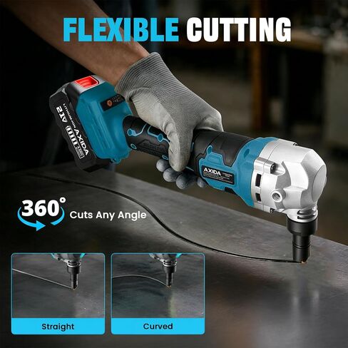 Cordless Metal Nibbler 18 Gauge Electric Nibble 30000RPM Brushless Metal Cutter with 2x4.0Ah Battery,3 Speeds Adjustable,Assist Handle, 2 Blades for Stainless Steel, Aluminum in Kuwait