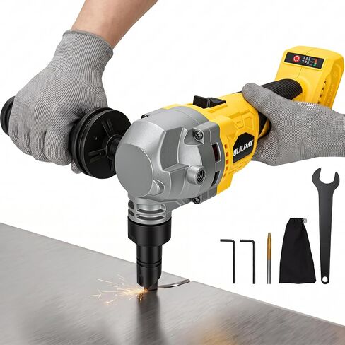 Cordless Metal Nibbler Compatible with DeWalt 20V Battery, 16-Gauge, 2000 SPM Variable Speed Brushless Motor, Ergonomic Handle, 2 Blades (1 Spare), for Stainless Steel/Aluminum/Mild Steel (Tool Only) | Brushless motor, extra-wide grip, debris collection,  in Kuwait