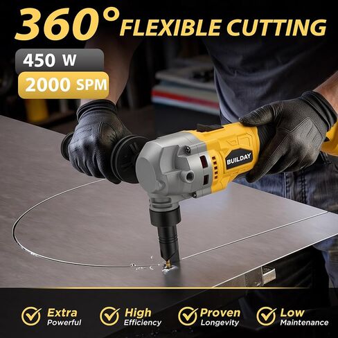 Cordless Metal Nibbler Compatible with DeWalt 20V Battery, 16-Gauge, 2000 SPM Variable Speed Brushless Motor, Ergonomic Handle, 2 Blades (1 Spare), for Stainless Steel/Aluminum/Mild Steel (Tool Only) | Brushless motor, extra-wide grip, debris collection,  in Kuwait