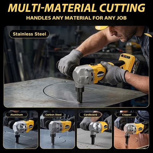 Cordless Metal Nibbler Compatible with DeWalt 20V Battery, 16-Gauge, 2000 SPM Variable Speed Brushless Motor, Ergonomic Handle, 2 Blades (1 Spare), for Stainless Steel/Aluminum/Mild Steel (Tool Only) | Brushless motor, extra-wide grip, debris collection,  in Kuwait