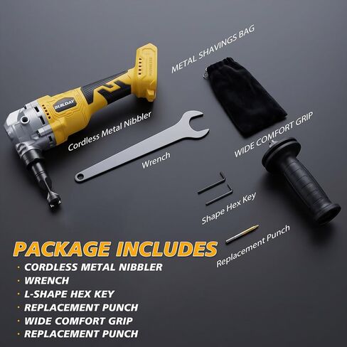 Cordless Metal Nibbler Compatible with DeWalt 20V Battery, 16-Gauge, 2000 SPM Variable Speed Brushless Motor, Ergonomic Handle, 2 Blades (1 Spare), for Stainless Steel/Aluminum/Mild Steel (Tool Only) | Brushless motor, extra-wide grip, debris collection,  in Kuwait