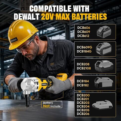 Cordless Metal Nibbler Compatible with DeWalt 20V Battery, 18 Gauge Electric Nibbler, 30000RPM Brushless Metal Cutter with 3 Speed, Assist Handle & 2 Blades for Stainless Steel, Aluminum (No Battery) in Kuwait
