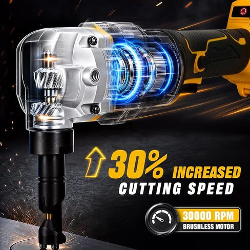 Cordless Metal Nibbler Compatible with DeWalt 20V Battery, 18 Gauge Electric Nibbler, 30000RPM Brushless Metal Cutter with 3 Speed, Assist Handle & 2 Blades for Stainless Steel, Aluminum (No Battery) in Kuwait