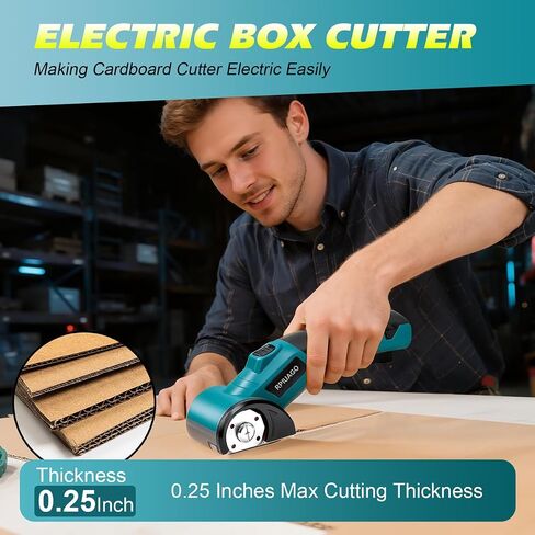 Electric Cardboard Cutter, 3000mAh Battery Cordless Electric Scissors | High-Torque Motor, 2 SK5 Blades, LED Light, Heavy Duty Box Cutter for Cardboard, Plastic, Leather, Carpet & DIY Projects in Kuwait