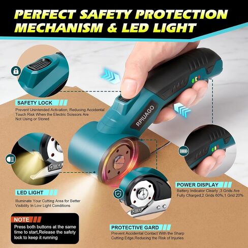 Electric Cardboard Cutter, 3000mAh Battery Cordless Electric Scissors | High-Torque Motor, 2 SK5 Blades, LED Light, Heavy Duty Box Cutter for Cardboard, Plastic, Leather, Carpet & DIY Projects in Kuwait