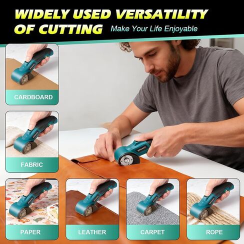 Electric Cardboard Cutter, 3000mAh Battery Cordless Electric Scissors | High-Torque Motor, 2 SK5 Blades, LED Light, Heavy Duty Box Cutter for Cardboard, Plastic, Leather, Carpet & DIY Projects in Kuwait