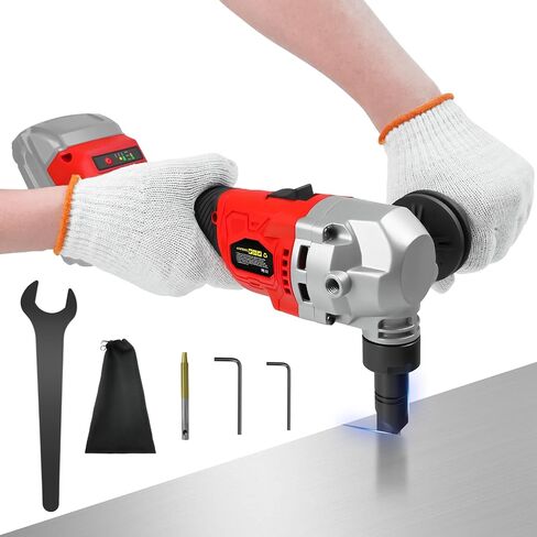 Cordless Metal Nibbler for Milwaukee 18V Battery, Brushless Nibbler Metal Cutter with 3 Speed, Electric Nibbler Steel Cutter for Stainless Steel, Aluminium, 30000RPM, Dusty Bags, 2 Blades(No battery) in Kuwait