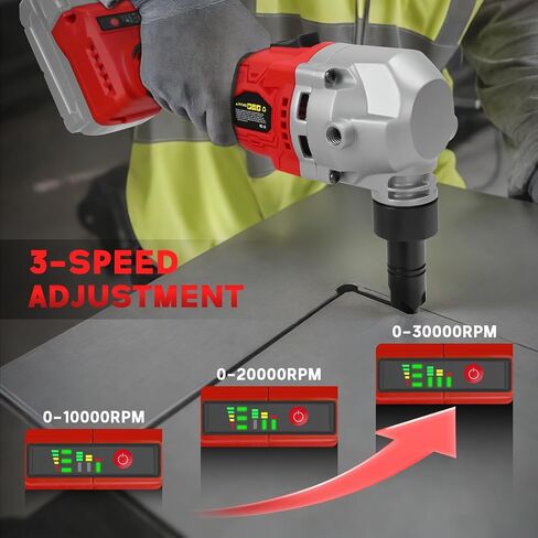 Cordless Metal Nibbler for Milwaukee 18V Battery, Brushless Nibbler Metal Cutter with 3 Speed, Electric Nibbler Steel Cutter for Stainless Steel, Aluminium, 30000RPM, Dusty Bags, 2 Blades(No battery) in Kuwait