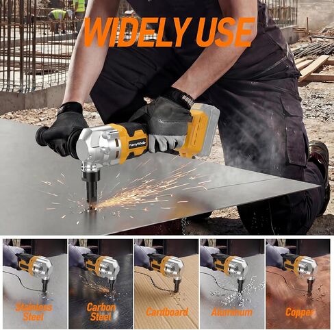 Cordless Metal Nibbler Compatible with Dewalt 20V MAX Battery(No Battery) | 18 Gauge Electric Metal Nibbler with Assist Handle & 2 Blades, 3000RPM Brushless Motor for Stainless Steel, Aluminum in Kuwait