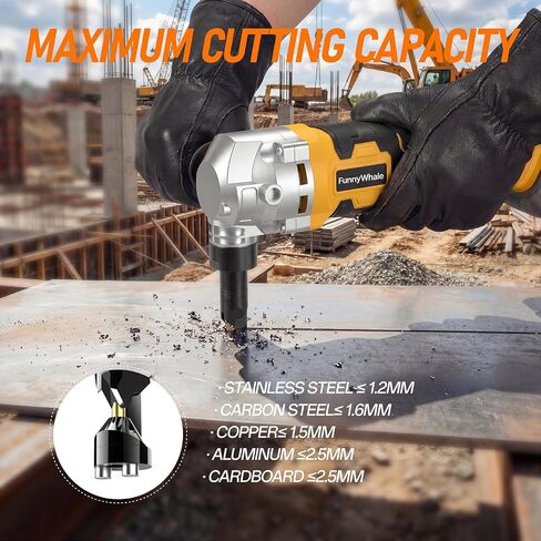 Cordless Metal Nibbler Compatible with Dewalt 20V MAX Battery(No Battery) | 18 Gauge Electric Metal Nibbler with Assist Handle & 2 Blades, 3000RPM Brushless Motor for Stainless Steel, Aluminum in Kuwait