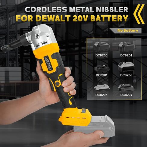 Cordless Metal Nibbler for DeWalt 20V Battery, Brushless Nibbler Metal Cutter with 3 Speed, Electric Nibbler Steel Cutter for Stainless Steel, Aluminium, 30000RPM, Dusty Bags, 2 Blades(No battery) in Kuwait