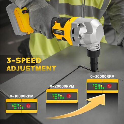Cordless Metal Nibbler for DeWalt 20V Battery, Brushless Nibbler Metal Cutter with 3 Speed, Electric Nibbler Steel Cutter for Stainless Steel, Aluminium, 30000RPM, Dusty Bags, 2 Blades(No battery) in Kuwait