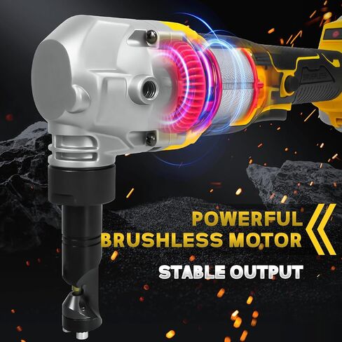 Cordless Metal Nibbler for DeWalt 20V Battery, Brushless Nibbler Metal Cutter with 3 Speed, Electric Nibbler Steel Cutter for Stainless Steel, Aluminium, 30000RPM, Dusty Bags, 2 Blades(No battery) in Kuwait