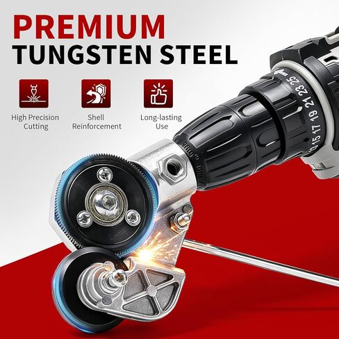 Metal Nibbler Drill Attachment, Heavy Duty Sheet Metal Cutter with Double Head Design, Professional Drill Nibbler for Precise and Fast Cutting of Steel, Iron, Aluminum, Copper and DIY Roofing Panels in Kuwait