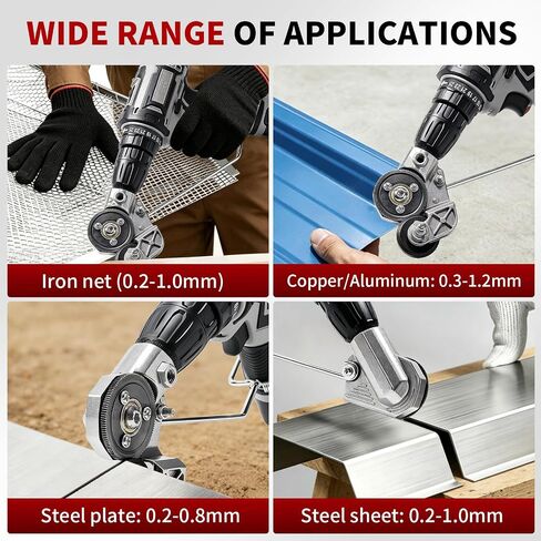 Metal Nibbler Drill Attachment, Heavy Duty Sheet Metal Cutter with Double Head Design, Professional Drill Nibbler for Precise and Fast Cutting of Steel, Iron, Aluminum, Copper and DIY Roofing Panels in Kuwait