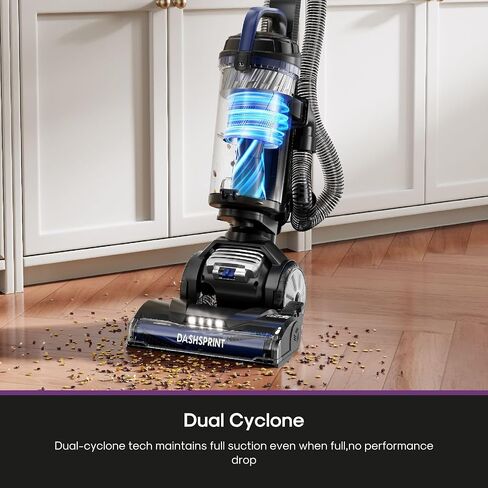 Eureka Upright Vacuum Cleaner for Carpet and Hard Floor,Powerful Vacuum with Dual Cyclone Suction,Swivel Steering,Anti-Tangle,Large Dust Cup,NEU612BL, Blue in Kuwait