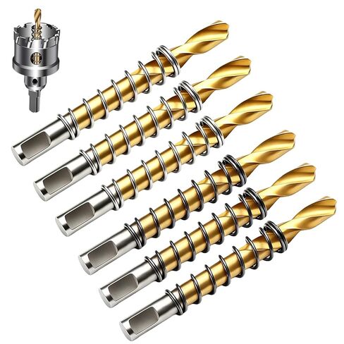 6 Pack Center Drill Bit for Hole Saw, 6x68mm Titanium Plated M2 Steel Pilot Drill Bit for Metal Stainless Steel Iron Wood Plastic, Hole Saw Center Drill Replacement, Fit for Home DIY in Kuwait