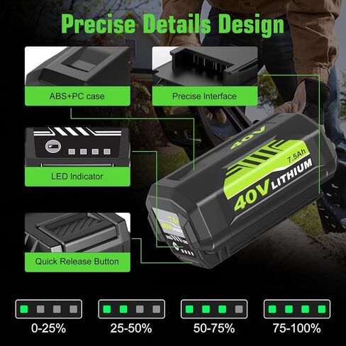 7500mAh OP4026 2 Pack Replacement Battery Compatible with Ryobi 40V Battery Lithium ion OP4050A OP40601 OP4040 OP4030 OP4050 OP40261 OP40201 OP40401 Cordless Power Tools with LED Indicator (Green) in Saudi Arabia