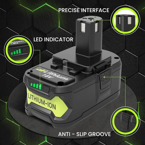 2 Pack Upgrade 8000mAh High Capacity P108 Replacement for Ryobi 18V Battery Lithium ion Compatible with Ryobi 18 Volt Battery P102 P103 P104 P105 P107 P108 P109 P122 Cordless Tool Batteries (Green) in Saudi Arabia