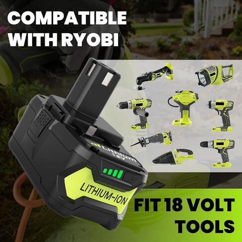 2 Pack Upgrade 8000mAh High Capacity P108 Replacement for Ryobi 18V Battery Lithium ion Compatible with Ryobi 18 Volt Battery P102 P103 P104 P105 P107 P108 P109 P122 Cordless Tool Batteries (Green) in Saudi Arabia