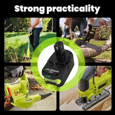 2 Pack Upgrade 8000mAh High Capacity P108 Replacement for Ryobi 18V Battery Lithium ion Compatible with Ryobi 18 Volt Battery P102 P103 P104 P105 P107 P108 P109 P122 Cordless Tool Batteries (Green) in Saudi Arabia