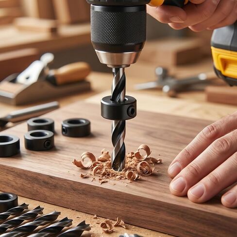 16 Pack Professional Wood Twist Drill Bits 3/4/5/5.5/6/8/10mm Wooden Working Drills Brad Point Wood Drill Bit Set with 3-16MM Drills Stop Collars for Woodworking DIY in Kuwait