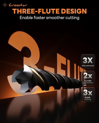 Crosstar 12Pcs HSS Brad Point Drill Bit Set with Three Flutes Design for Carpenter Woodworking，Centered Design Prevents Drill Bit Chatter, Suitable for Hardwood, Plywood, Plastic in Kuwait